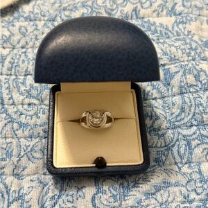 925 Sterling Silver Clear Topaz Bezel Split Band Ring